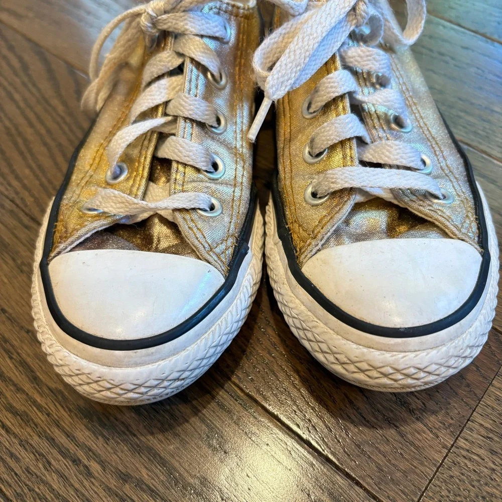 Converse Sneakers Kids Sz 12 Gold Glimmer Chuck Taylor All‎ Star Low Top Shimmer